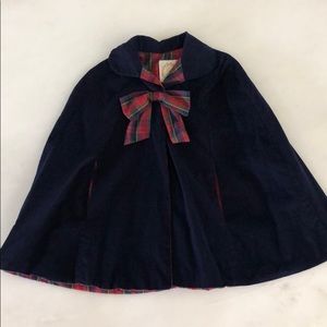 Navy and plaid corduroy poncho